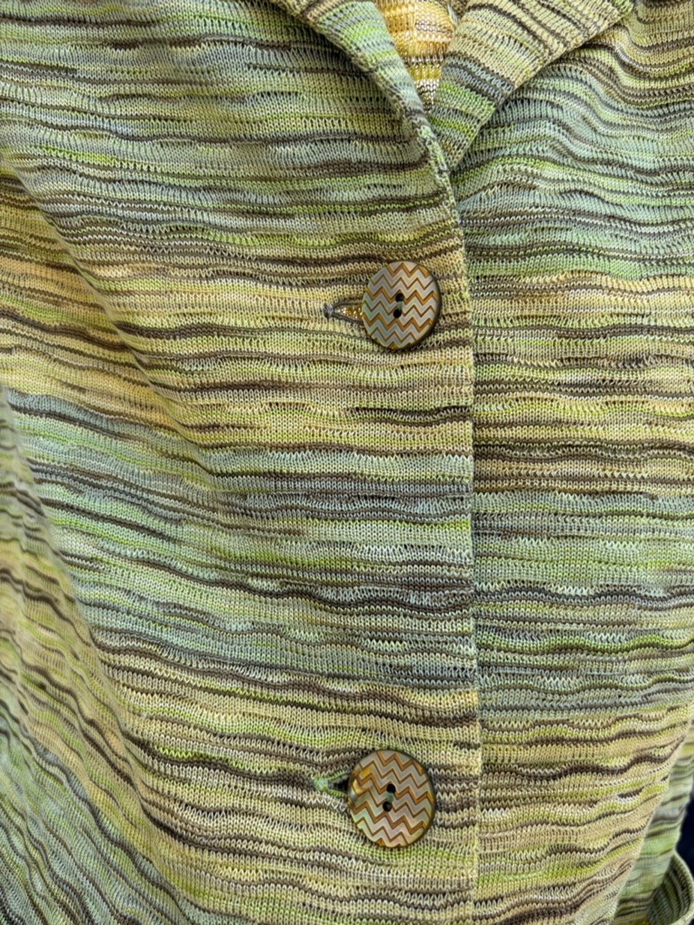 Missoni Multicolored Green-Yellow Space-Dye Knit Blazer - Picture 2 of 7